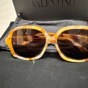 Valentino Yellow Tortoiseshell Oversized Women's Sunglasses